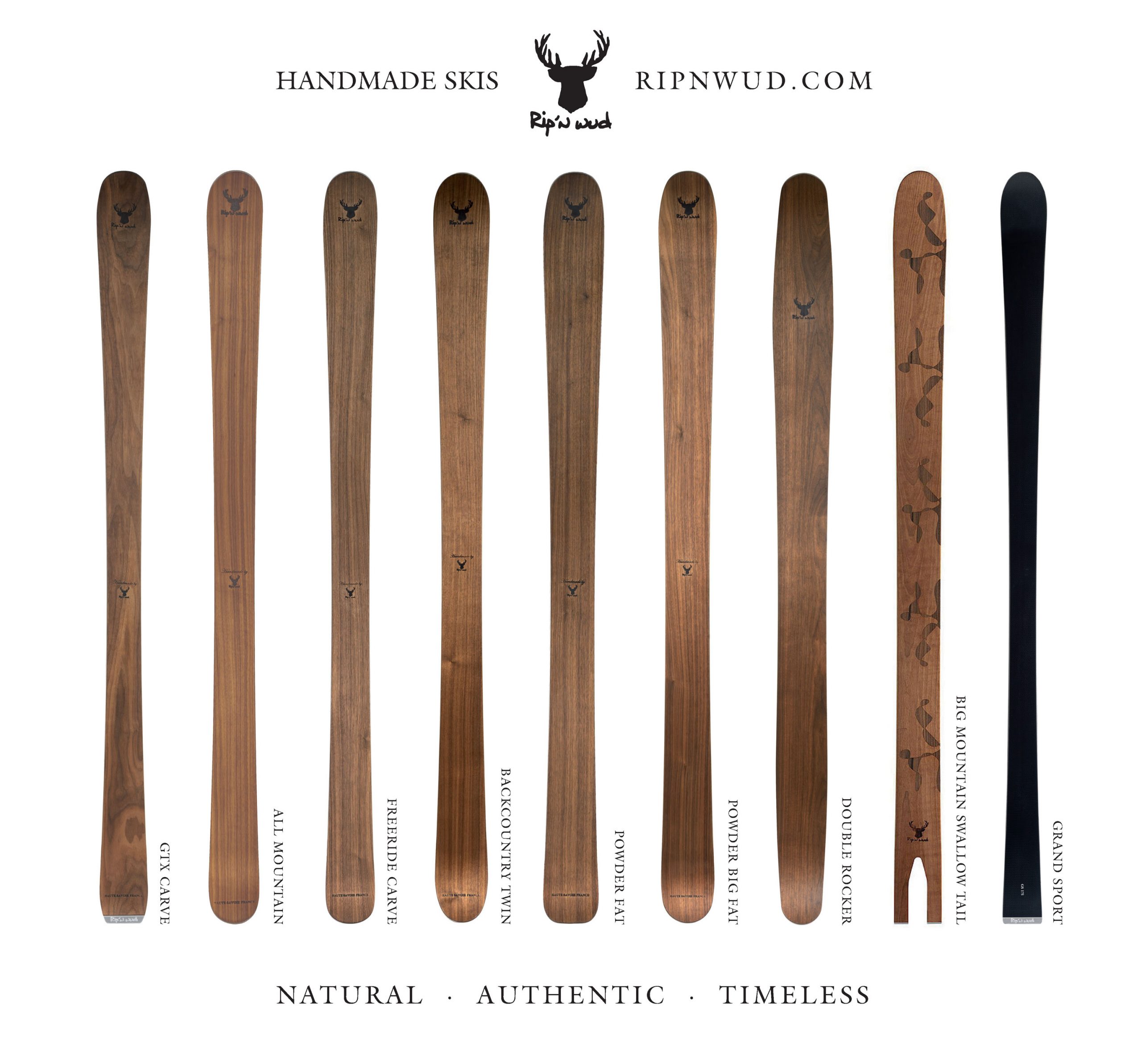 Handmade Woodcore Skis | Natural Eco-friendly Wooden Skis | Rip'n Wud